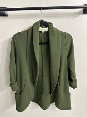 Women’s Olive Green Drape-Front Blazer Jacket - Unbranded
